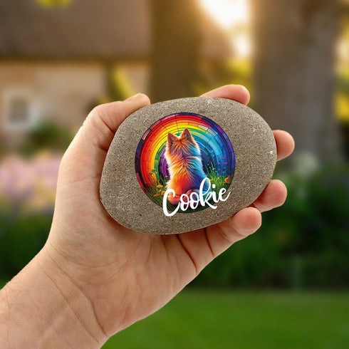 Rainbow Pomeranian Personalised Pebble